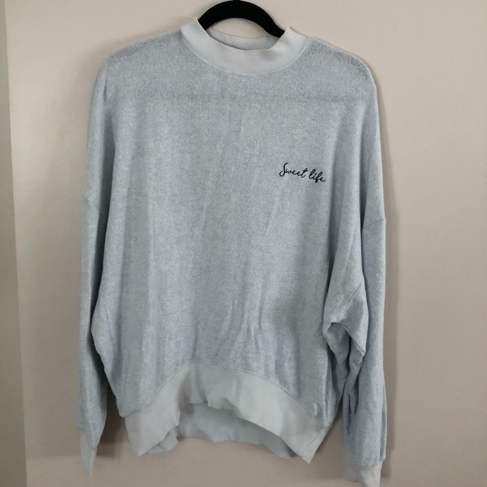 Top Shop Pale Blue Crewneck sweater -Like new “Sweetlife” Sz8 -Cozy Lake Life!☀️ - Picture 11 of 14